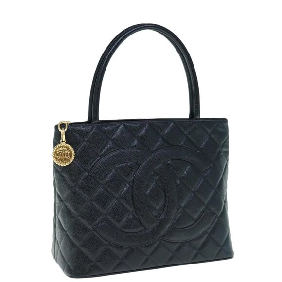 CHANEL Tote Bag Caviar Skin Standard Black CC Auth 62895SAV - Picture 1 of 16